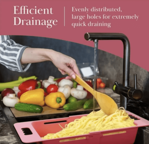 Myraa Plastic Extendable Over the Sink Strainer Plastic Basket | Kitchen Dish Drainer Storage Basket  (Pack of 1) - Image 3